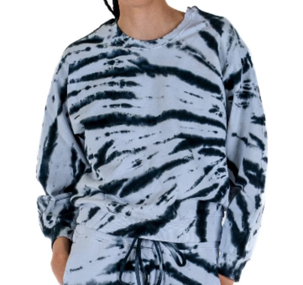 Lacausa Zebra Tie Dye Slater Sweatshirt - Blue Organic Cotton- Sz Large - $132